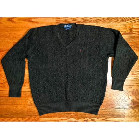 Polo Ralph Lauren Lambswool Cable Knit Sweater XL Pony Vintage Hong Kong - Picture 1 of 7